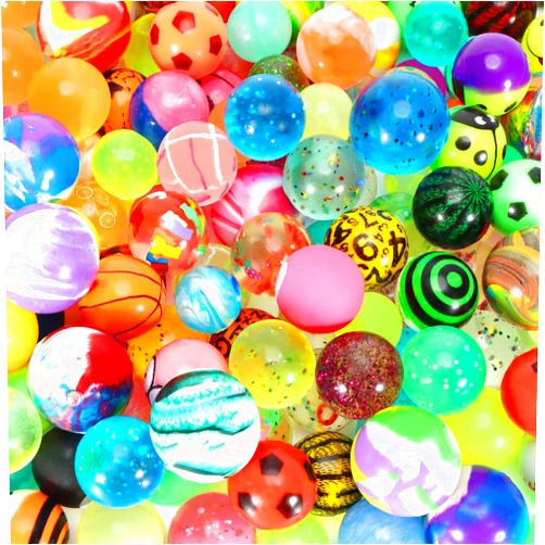 Pllieay 60 Pieces Colourful Bouncy Balls Bulk, Mixed Pattern Rubber High Bounce Balls Bouncing Balls for Kids Party Favors, Prizes, Birthdays Gift(32mm,27mm,20mm)