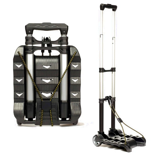 RMS Folding Luggage Cart - Lightweight Aluminum Collapsible and Portable Fold Up Dolly for Travel, Moving and Office Use (Black)