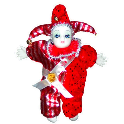 Mardi Gras World Porcelain Baby Clown Doll Mardi Gras New Orleans (Red)