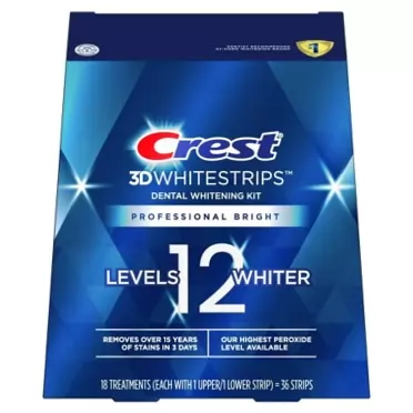 Crest 3D Whitestrips Professional Bright Levels 12 Teeth Whitening Kit, 18 Treatments