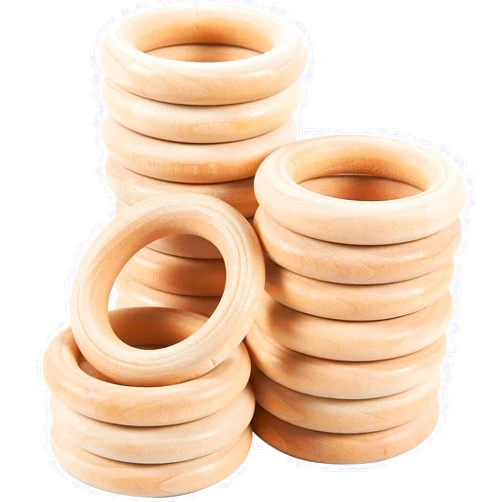 Juvale 20 Pack Unfinished Natural Wood Rings for Crafts, Macrame Projects, Jewelry Making, DIY Pendant Connectors (2.1 in)