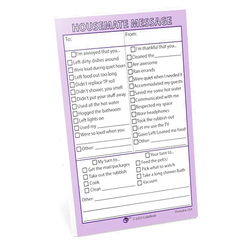 Cubefinds Housemate Message, Roommate Note, Family Message - 4 x 6-inches, 50 Sheets, Self-Adhesive Sticky Notes - Have a Blast Highlighting Both The Annoying and Hilarious Quirks of Your Housemates
