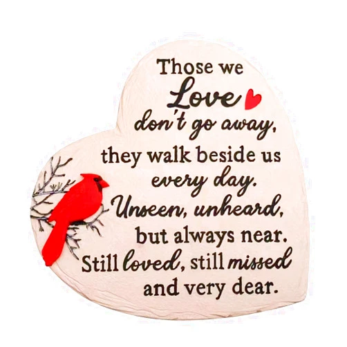 Youdear Memorials Heart Shaped Memorial Garden Stones, 10 inches Sympathy Garden Stone for Loved One, in Memory of Loved one Gifts, Resin Garden Stepping Stones Outdoor, Memorial Gifts (Heart Cardinal)