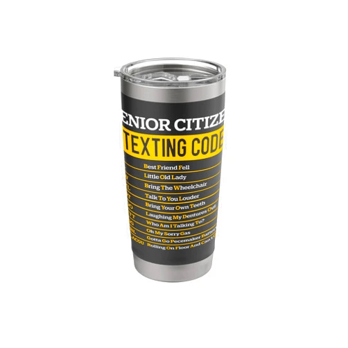 BADA Senior Citizen Texting Code,Funny Grandparents,Retired Life Stainless Steel Insulated Tumbler