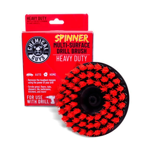 Chemical Guys ACC508 Heavy Duty Spinner Multi-Surface Drill Brush Attachment (Fits Any Standard Drill - Power Scrubber Removes Heavy Stains, Dirt & Grime from Grout, Tubs & Showers), Red