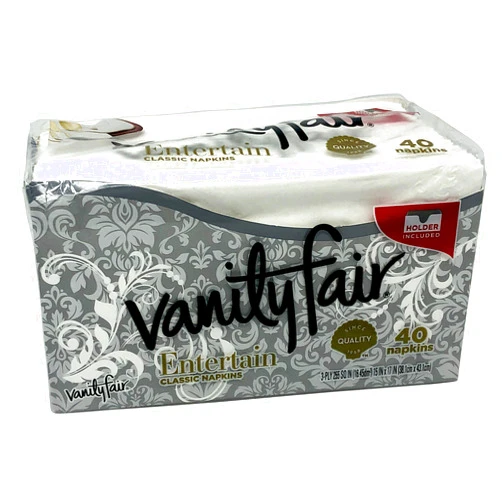 Vanity Fair Dinner Napkins, Pre Folded, 40 CT Silver (4)