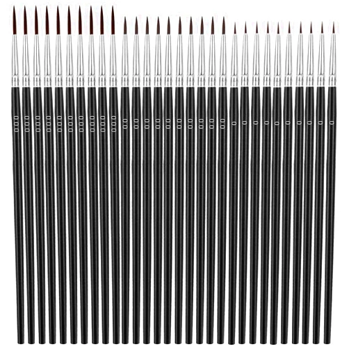 Anezus Tiny Detail Paint Brushes 30 Pcs Fine Paint Brushes Set with 3 Size #0#00#000 Liner brush for Miniature 40k Model Crafts Watercolor Acrylics Oil