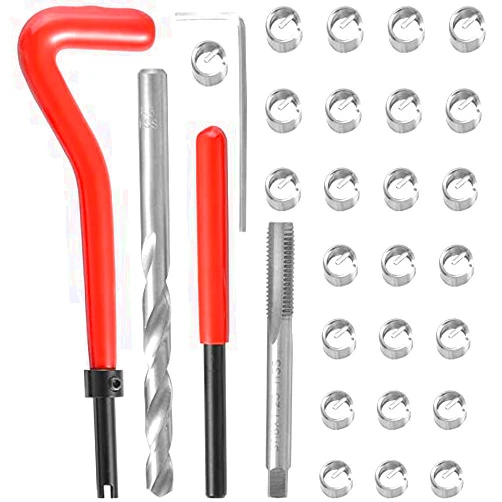 Rocaris 30 Pcs Thread Repair Kit, M6 x 1mm Thread Repair Insert Kit Compatible Hand Tool Set for Auto Repairing