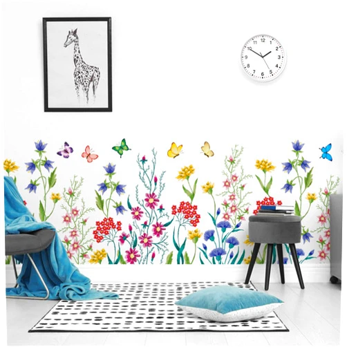 FAYYGYH Flower Wall Stickers, Home Decoration Wall Decals, Easy to Peel and Stick,for Bedroom Living Room DIY Wallpaper Art Decoration (Grass Flower)