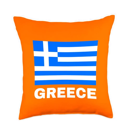 GREEK AMERICAN GREECE HELLAS GIFTS Back Print Greek Flag Ellas Hellas Greece Patriot Hellenic Throw Pillow, 18x18, Multicolor
