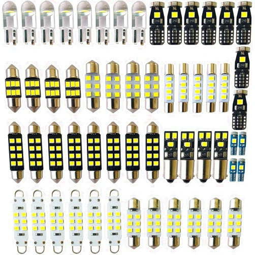 Yoper LED Bulbs Light Car Kit Set Ba9s T5 T10 28mm 31mm 36mm 42mm 44mm Festoon Replacement for Interior Dome Map Trunk Door Courtesy Vanity License plate White Package 57 Pieces