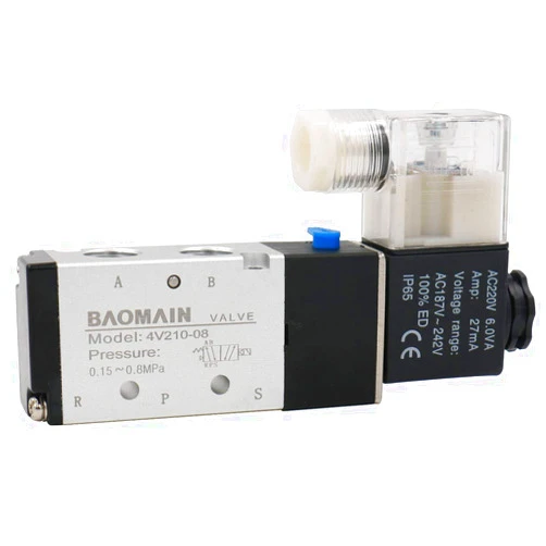 Baomain Pneumatic Air Control Solenoid Valve 4V210-08 220V AC 5 Way 2 Position PT1/4