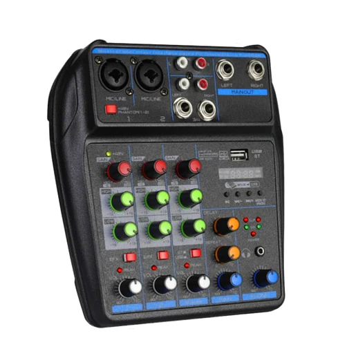 TAVOSOP DJ Audio Mixer, DJ Mixers 4 Channel Sound Board with Bluetooth, Sound Mixer Board XRL/1/4