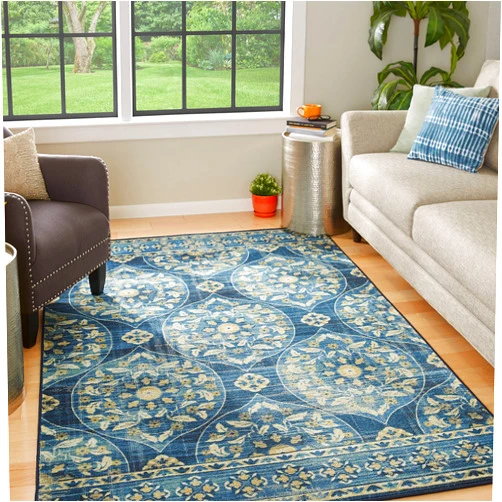 Mohawk Home Hartton Navy (2' X 3') Floral Geometric Scatter Rug
