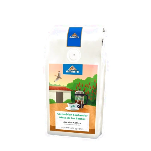 Bean Box Colombian Santader Mesa de los Santos Light Roast - Roasted by Amrita Certified Pure - Freshly Ground Coffee - 12 Ounce Bag