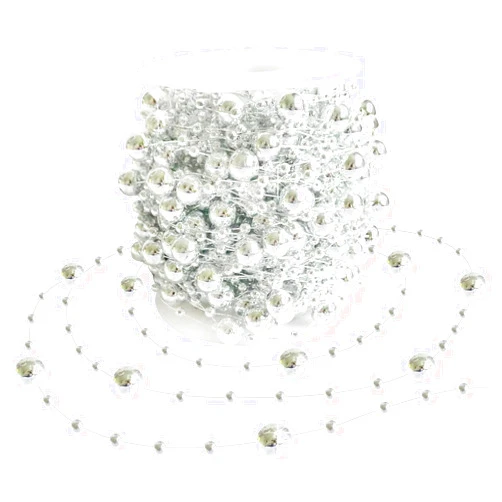 Generic WSHT FONCUN Christmas Tree Beads Garland Decoration,66 Feet Silvery Pearl Strands Chain for Christmas Tree Decor,Crafts and Holiday Decor