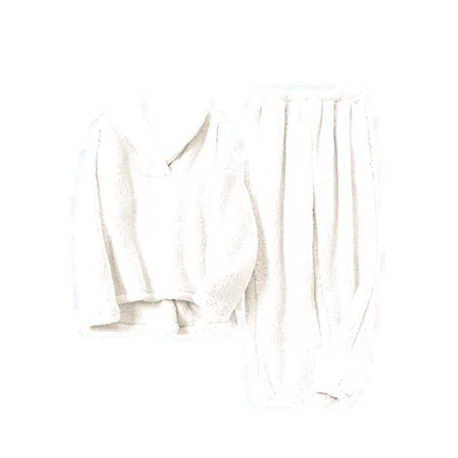 Peaceglad Women' s Fluffy Pajamas Set Fleece Pullover Pants Loose Plush Winter Chrismas Sleepwear