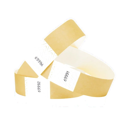 Wristco 100 WristCo Metallic Gold Tyvek Wristbands for Events - ¾” x 10” - Waterproof Recyclable Comfortable Tear Resistant Paper Bracelets Wrist Bands for Concerts Festivals Admission Party