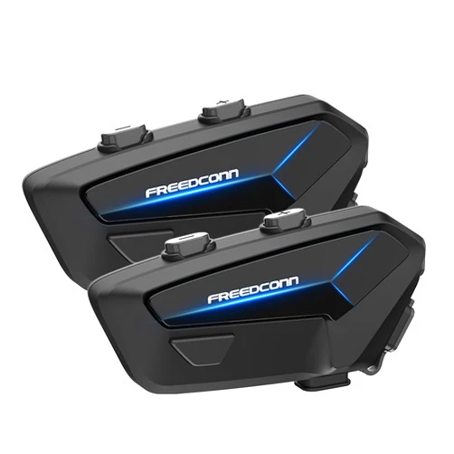 FreedConn FX Plus Motorcycle Helmet Bluetooth Headset, Auto-Join Mesh Network, 16 Riders Intercom Motorcycle Communication Systems with CVC and AI Noise Cancellation for Group Ride, 2 Pack