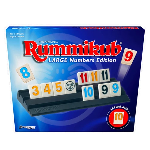 Pressman Rummikub Large Numbers Edition - The Original Rummy Tile Game Blue, 5