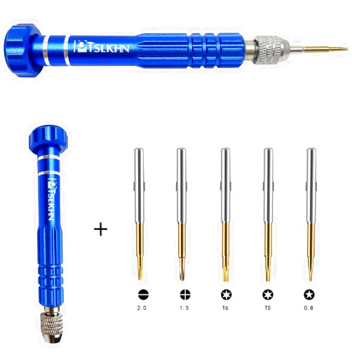 PTSLKHN 5-in-1 Multifunctional Small Screwdriver, PTSLKHN S2 Steel Magnetic Screwdriver Kit for Eyeglass, Sunglasses, Electronics, Cellphone, Jewelry and More