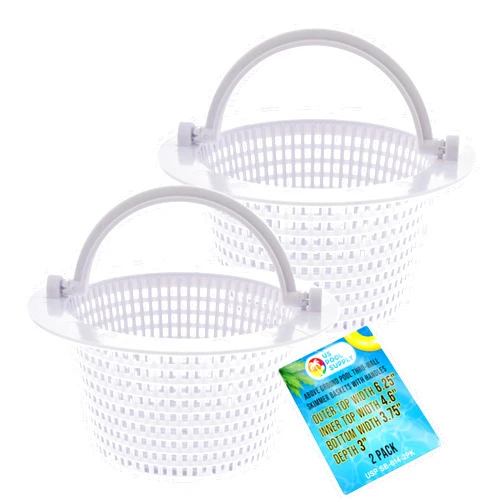 U.S. Pool Supply Above Ground Pool Thru-Wall Skimmer Baskets with Handles, 2 Pack - (See Size) Swimming Pool Replacement Baskets - Standard Small Thru-Wall Size - Skim Remove Debris, Cleanout Leaves