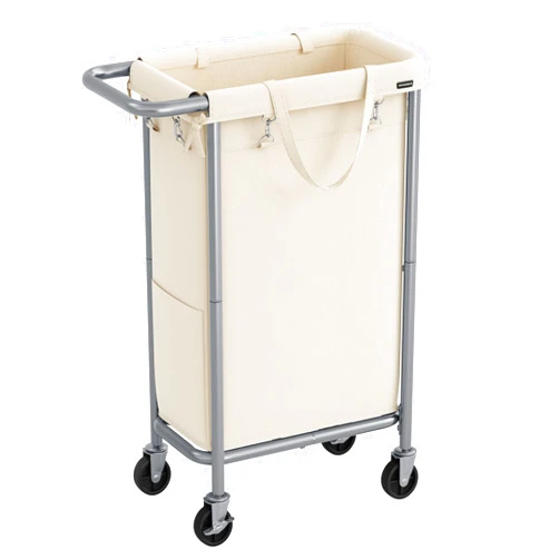 SONGMICS Laundry Basket with Wheels, Rolling Laundry Hamper, 23.8 Gallons (90L), Removable Liner, Steel Frame with Handle, Blanket Storage, 24 x 11.4 x 31.9 Inches, Cream White URLS003W01