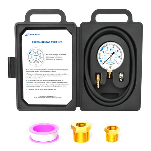 MEANLIN MEASURE 0-35” WC Manifold Gas Pressure Test Kit, Pressure Gauge Kit for Natural Gas or LP Gas with 40