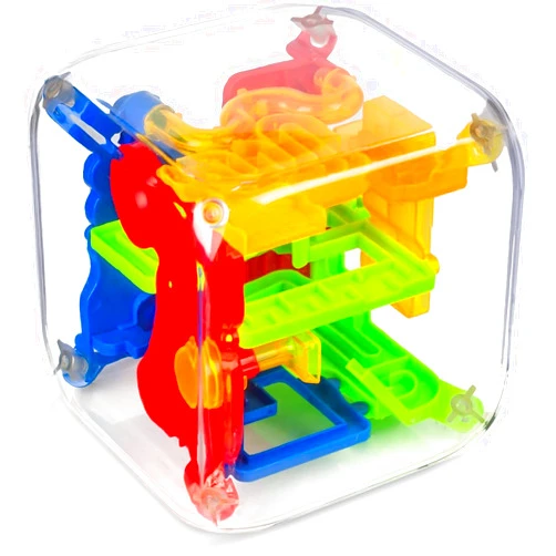 3 otters 3D Puzzle Maze Cube, 72 Obstacles Puzzle Cube Interactive Maze Game with Education Toy for Kids 3+