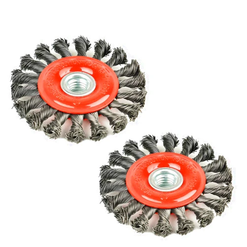 Aain 2 Pack Steel Wire Wheel Brush,Knotted Wire Brush 4 inch for Cleaning Rust, Stripping and Abrasive, for Drill Attachment