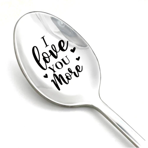 PWHINGN I Love You More Stainless Steel Funny Coffee Spoon - Unique Gift for Couples, Valentine's Day, Coffee Lovers - Suitable Gift for Men, Women, Sisters, Him, Her, and Wedding Gifts