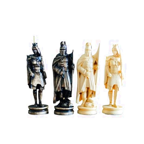 WoodenStuff Knights Medieval Handcarved walnut and maple chess pieces - Large wood carving chess pieces - Chess board is not included