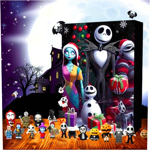 Muyaxan 2024 Halloween Advent Calendar, 2024 Halloween Horror Movie Figures Advent Calendar, Halloween Countdown Calendar, Halloween Doll Collectible Figures Gift for Kids (B)