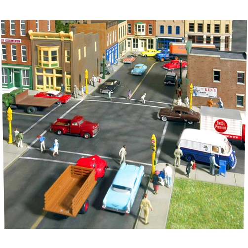 Walthers Cornerstone Asphalt Street System-Straight Sections pkg(10) with Accessories 933-3195 HO Scale Model Railroad - Scenery Kit