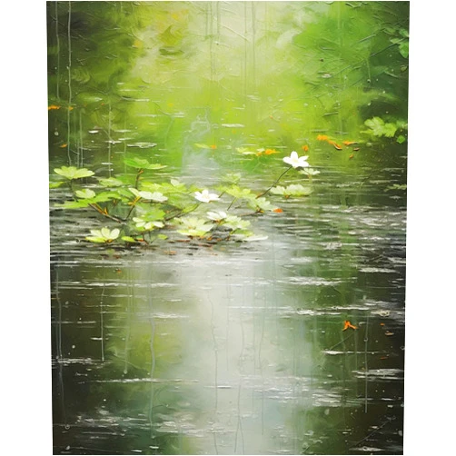 KY-link Stamped Cross Kits, Reflective Pond with a Gentle rain Creating Ripples, Needlepoint Counted Cross Kits for Beginners, Embroidery Kits Arts and Crafts for Home Decor(11CT No Frame,16x20 inch)