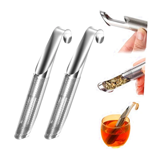ToChair Stainless Steel Tea Diffuser, 2024 New Stainless Steel Tea Infuser, Mesh Strainer with Hanging Hook Handle, Tea Bags for Loose Leaf Tea, Tea Artifact Creative Pipe (2 PCS)