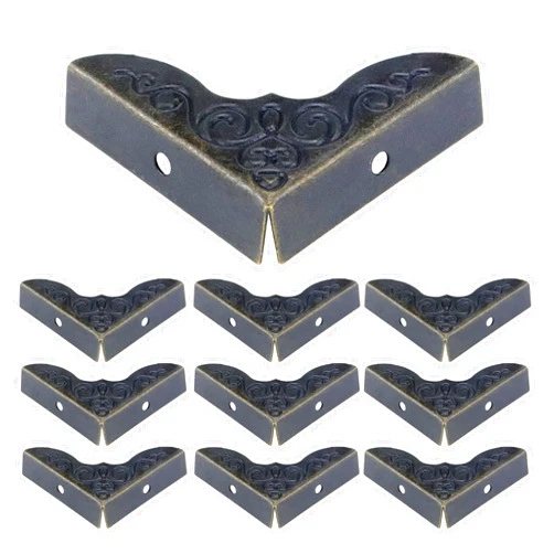 Mcredy Box Corner Protectors 1x1x0.3(LxWxH) Vintage Corner Guards with Mounting Screws, Bronze,Pack of 12