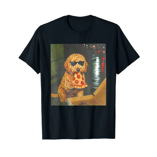 Funny goldendoodle meme t-shirt Dog Eating Pizza Funny Goldendoodle Meme T-Shirt