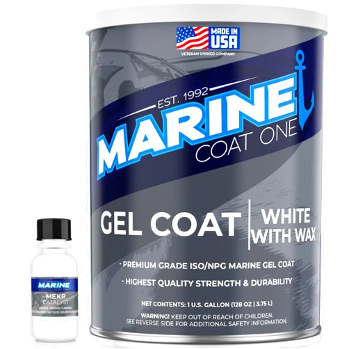 Marine Coat One Iso/Npg Gel Coat White with Wax with MEKP Catalyst for Hardening, Gel Coat Repair Kit for Boats, Fiberglass