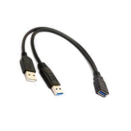 ALINNA Black USB 3.0 Female to Dual USB Male Extra Power Data Y Extension Cable Splitter Adapter for 2.5