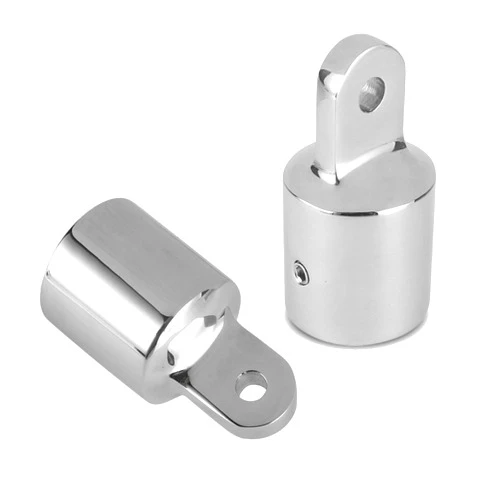 Amadget 2 Pcs Bimini Top Caps Tube, Eye End Top Fitting Marine 316 Stainless Steel Bimini Canopy Hardware, Inside Dia 1