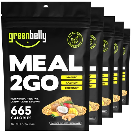 Greenbelly Backpacking Meals | All Natural Hiking Meal Bars | 650 Calories & High Protein | Mango Cashew Coconut, 5 Count