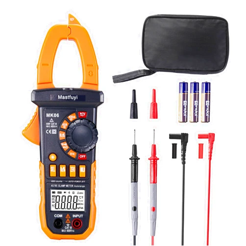 Mastfuyi Clamp Meter Digital, AC/DC Current, Electrical Tester Digital, True RMS 4000 Counts, Auto-Ranging Measures AC/DC Voltage, Continuity, Frequency, Capacitance, Resistance, Duty-Cycle, Diodes