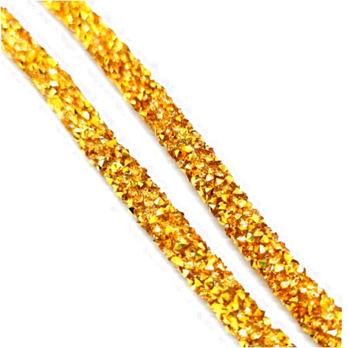 BomBom 1 Yard 7mm Rhinestone Tube Cord Rope Resin Rhinestone Chain Sew On Trims Wedding Dress Costume Applique (Gold)