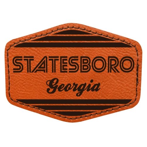 R and R Imports Statesboro Georgia City Retro Souvenir 2x3 Hexagonal Iron-on Leatherette Patch with Adhesive Single