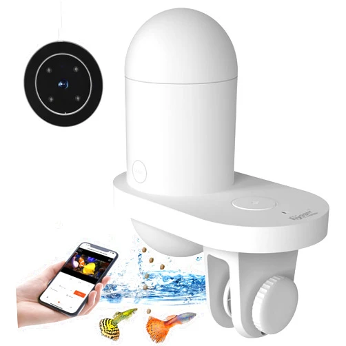 hygger Automatic Fish Feeder for Aquarium, WiFi Intelligent Fish Food Dispenser with APP, Visual Fish Food Vacation Feeder with 2K HD Camera, Timer Auto Fish Feeder for Fish Tanks, Aquariums & Pond