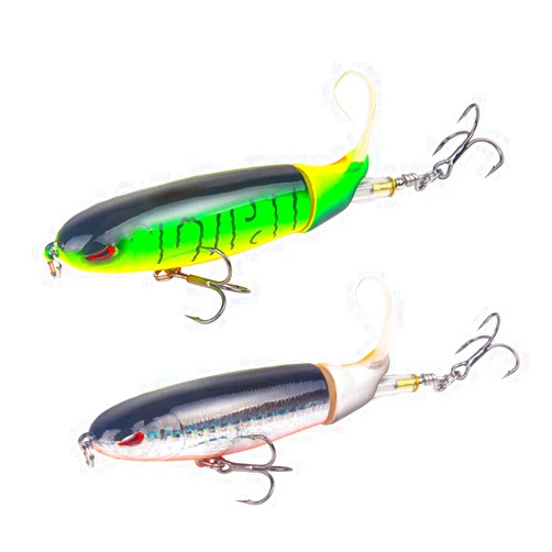 Cacovedo 2 Pack Fishing Lures for Whopper Multi Jointed Swim Baits, 4.0 inch/0.5 oz with Floating Rotating Tail Topwater Bait Freshwater Saltwater Lures with Barb Treble Hooksfor Carp Bass Pike Trout Walleye