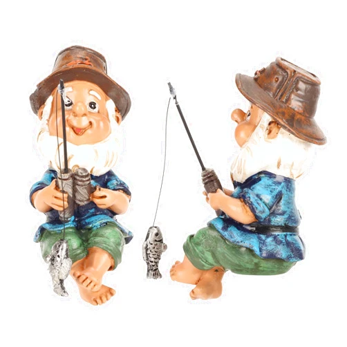 BORDSTRACT Charming 3.9 inch Fishing Old Man Garden Statue - Resin Figurine for Outdoor Patio, Yard, Lawn and Porch Decorations and Gifts