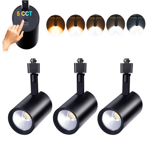 CLOUDY BAY 20W Dimmable LED Track Lighting Heads,2700K/3000K/3500K/4000K/5000K Selectable,1600LM,CRI90+ Adjustable Tilt Angle Track Light,Black,Halo Type,Pack of 3