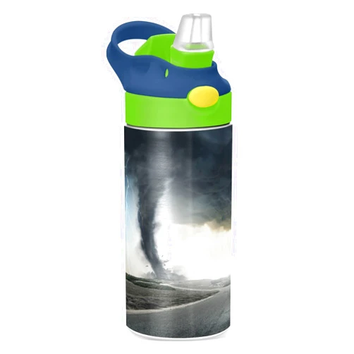 Kigai 12 oz Black Tornado Kids Water Bottle,Insulated Stainless Steel Water Bottle with Straw Lid Double Walled Leakproof Flask for School Toddlers Girls Boys